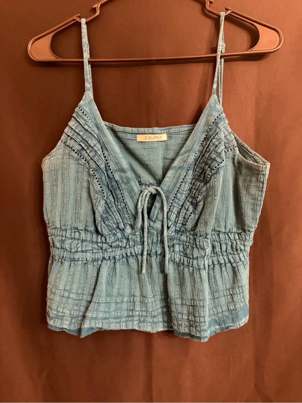 Z Supply Turquoise Gauze Tie-Front Cami Size M